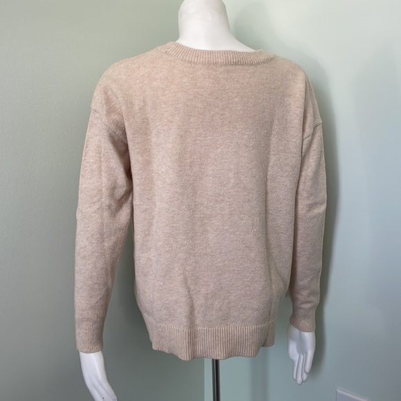 Loft Cream Ivory Crewneck Sweater Women's Petite MEDIUM M Dog - Picture 6 of 6